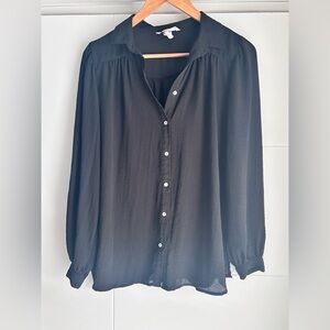 H&M Black Button Down sheer Shirt